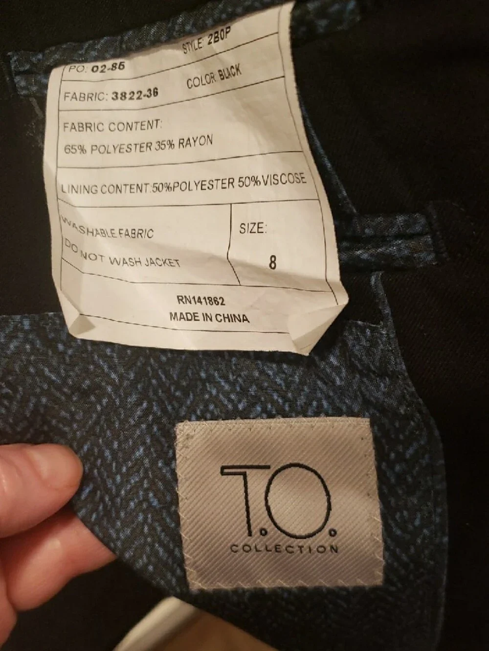 2 Boys' T.O.  2-Button Blazer - Classic  1 Black 1 Navy Tailored Style - Picture 2 of 9